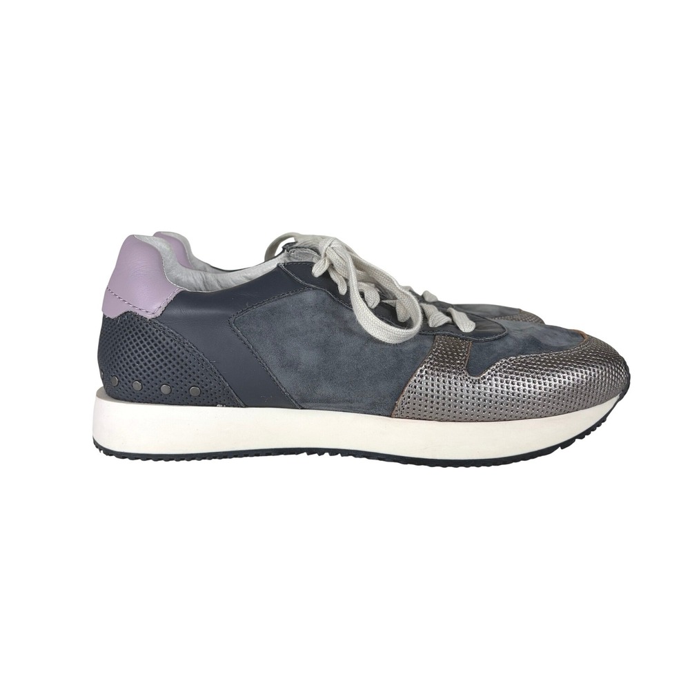 Miz Mooz Verbenas Clodette Retro Style Leather Sneaker Gray Lavender Size 8